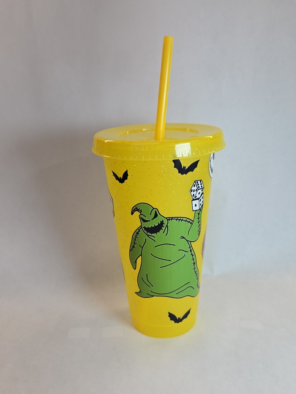 Yellow Reusable Halloween Party Cup with Lid & Straw